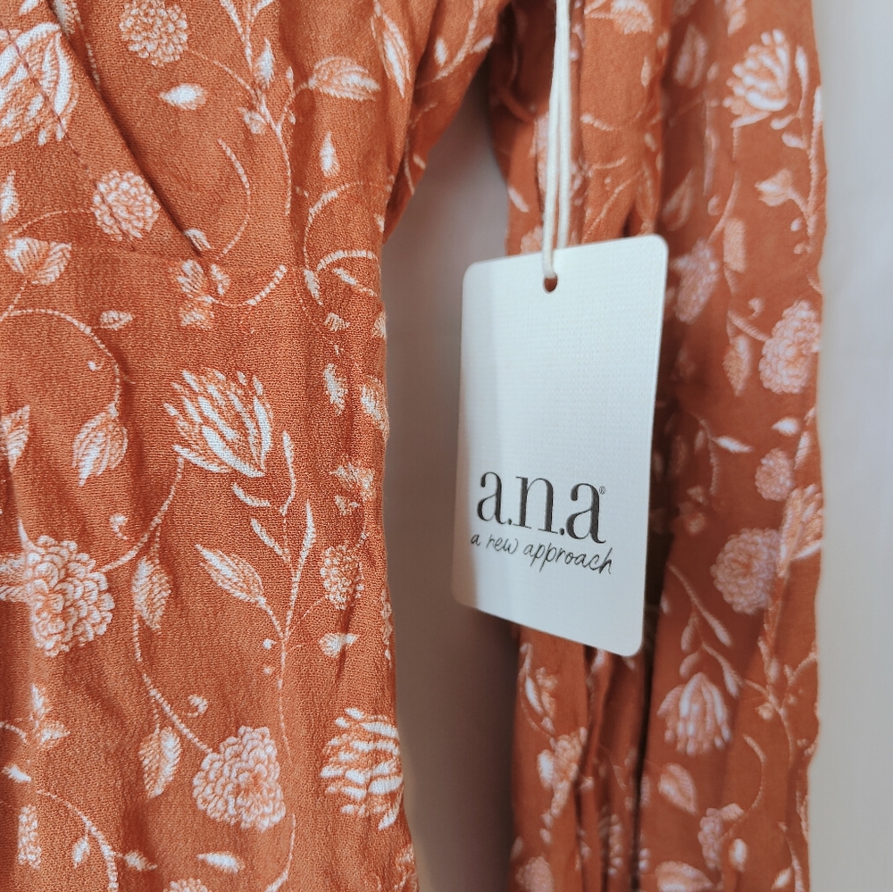 Fall Vibes Etched Floral Bombay Dress Size XS Long Elastic Sleeve, Elastic Waist - Picture 2 of 10